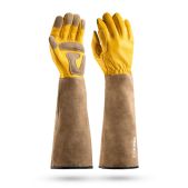 Перчатки Grinda 11303-M ROSE, M 8, кожаные садовые для колючих кустарников с увеличенной крагой, усиленная ладонь и кончики пальцев, Pro Line