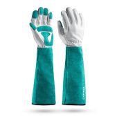 Перчатки Grinda 11304-M ROSE, M 8, кожаные садовые для колючих кустарников с увеличенной крагой, усиленная ладонь и кончики пальцев, Pro Line