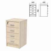 Тумба приставная Арго, 440х450х760мм, 4 ящика, замок, ясень шимо комплект