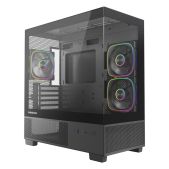 Корпус mATX без БП Powercase CVMMSHB-A3 Vision Micro S4B, Tempered Glass, Type-C, 3x 120мм ARGB PWM Fan, ARGB+PWM HUB, чёрный