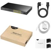 Коммутатор Cudy GS2018PS2-200W 2-го уровня с 16 гигабитными портами, 2 гигабитными портами Uplink, 2 портами SFP и поддержкой PoE+ 200 Вт