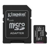 Карта памяти MicroSDXC 64Gb Kingston SDCS3/64GB Class 10 UHS-I U1 A1 V 10 Select Plus SD адаптер 100MB/s