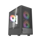 Корпус mATX без БП Powercase CMMSM02B-L3 Mistral SM02, Tempered Glass, 3x120мм FRGB fans, чёрный