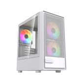 Корпус mATX без БП Powercase CMMSM02W-A3 Mistral SM02 ARGB, Tempered Glass, 3x120мм ARGB PWM fans, белый