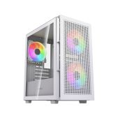 Корпус mATX без БП Powercase CMMSM05W-A3 Mistral SM05 ARGB, Tempered Glass, 3x120мм ARGB PWM fans, белый