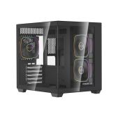 Корпус mATX без БП Powercase CVMM5CHB-A3 Vision Micro M5CB, Tempered Glass, Type-C, 3x 120мм ARGB PWM Fan, ARGB+PWM HUB, чёрный