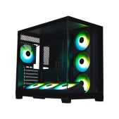 Корпус ATX без БП Xastra QW500-2FA36A-1FC12-C6-UC 7ARGB-FC-C6-UC Black Aquarium Screewless 1x120мм+2x360mm ARGB PWM FC fans Argb+PWM HUB 6port Type-C