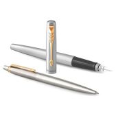 Набор Parker 2093257 Jotter Stainless Steel GT: шариковая ручка синяя и перьевая ручка