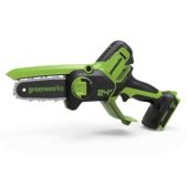 Цепная пила аккумуляторная Greenworks 2008707UA GD24CSMNX мини, 24V, б/щет, c 1хАКБ 2Ач и Зарядное устройство, шина 15 см 6, цепь: шаг 7.62мм 0.3” / паз 1.1мм / 32 звена