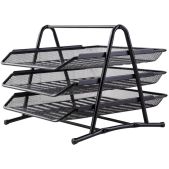 Лоток для бумаг горизонтальный Deli E9181 350х278х275мм черный металл сетка