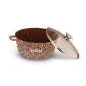 Кастрюля 2.5л Kelli KL-4018-20 коричневый 2.5л, антипригарное гранитное покрытие, для всех типов плит, включая индукцию, стекл. крышка, силиконовые накладки на ручки