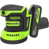 Эксцентриковая шлифовальная машина Greenworks 3100907CUA OS325 аккумуляторная 24V, 125мм, 5000-8000-11000 об/мин, АКБ 1х2Ач, Зарядное устройство, кор