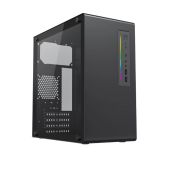 Корпус mATX без БП Foxline FL-728TG-U3C FL-728TG TG, 1xUSB 3.0+1xUSB 2.0+1xType-C USB 2.0 +1xARGB strip on front, Black