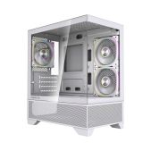 Корпус mATX без БП Powercase CVMM4W-A3 Vision Micro M4W, Tempered Glass, Type-C, 3x 120мм ARGB PWM Fan, белый