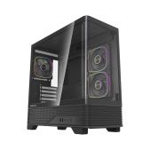 Корпус mATX без БП Powercase CVMM6B-A3 Vision Micro M6B, Curved Glass, Type-C, 3x 120мм ARGB PWM Fan, чёрный