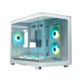Корпус mATX без БП Xastra QR500M-1FA36A-1FA24A-1FC12A-C6-UC-WH QR500M 6ARGB-FC-C6-UC White Aquarium/ 2 Curve Glass /1x360mm+1x240mm+1x120мм ARGB PWM FM fans/ Argb+PWM HUB 6port /Type-C/