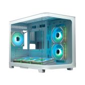 Корпус mATX без БП Xastra QR500M-6FM12A-C10-UC-WH QR500M 6ARGB-FM-C10-UC White Aquarium/ 2 Curve Glass /6x120мм ARGB PWM FM fans/ Argb+PWM HUB 10port /Type-C/