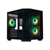 Корпус mATX без БП Xastra QT400M 3ARGB-C6-AC Black Aquarium/Screewless/3x120мм ARGB PWM FM fans/Argb+PWM HUB 6port/Type-C+USB 3.0 1 USB 3.0 кабель /QT400M-3FM12A-C6-AC