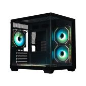 Корпус mATX без БП Xastra QW400M-5FM12A-C6-AC QW400M 5ARGB-C6-AC Black Aquarium/Screewless/5x120мм ARGB PWM FM fans/Argb+PWM HUB 6port/Type-C+USB 3.0 1 USB 3.0 кабель /