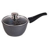 Ковш 1.2л Мечта 081802 АП Гранит black со съемной ручкой и стекл. крышкой Ковш Гранит отлит из высококачественного пищевого алюминийиния. Обладает быстрым нагревом и равномерным распределением тепла по всей поверхности.Достаточно мягкой губки с