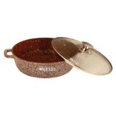 Сотейник 24см Kelli KL-4019-24 коричневый, 3л Антипригарное гранитное покрытие Материал кастрюли: алюминий Силиконовые накладки на ручки Жаропрочная стеклянная крышка с паровыпуском для всех типов плит, включая индукцию