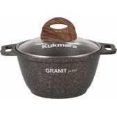 Кастрюля 1л Kukmara кго12а Granit Ultra черный 1 л, черный, алюминий, антипригарное покрытие, крышка стекло