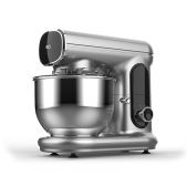 Миксер BQ MX822 планетарный серебристый чаша 5л, 1600Вт, 6 скоростей, Металлический венчик, Крюк для