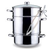 Соковарка Kelli KL-4107 8 л 3х-слойное капсульное дно Дуршлаг для фруктов, овощей, ягод Прозрачная стеклянная крышка с паровыпуском• Удобные ручки не нагреваются• Высококачественная нержавеющая сталь 18/10• Зеркальная полировка• Подходит к индукционн
