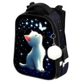 Ранец Brauberg 274392 Premium, 2 отделения, с брелком, White kitten, светящийся, 38х29х16 см