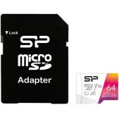 Карта памяти MicroSDXC 64Gb Silicon Power SP064GbSTHBV1V20SP Elite 100Mb/s UHS-I/V10/A1/R/W 100/30 Mb/s SD адаптер