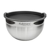 Миска Kukmara BL4924P нерж. с крышкой 4.9 л, серый, нержавеющая сталь, круглая, крышка пластиковая