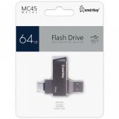 Устройство USB Flash Drive 64Gb Smartbuy SB64GbMC45 MC45 Phantom Metal Dual Type-C+Type-A / R/W 150/57Мб/с /