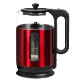 Чайник Добрыня DO-1270R красный 1.5кВт, 1.6 л, нержавеющая сталь/стекло