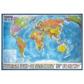 Карта мира политическая Brauberg 112390 157х107 см, 1:21.5М, с ламинацией, интерактивная, в тубусе