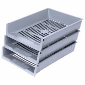 Лотки горизонтальные для бумаг Brauberg 237256 Office, комплект 3 шт, 340х270х70мм, серый