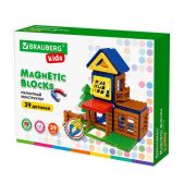 Магнитный конструктор Brauberg 663849 Kids Magnetic BUILD BLockS-39 Построй дом, 39 деталей