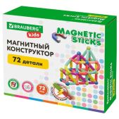 Магнитный конструктор Brauberg 665722 Kids Magnetic STICKS, 72 магнитные детали