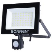 Прожектор Sonnen 238418 светодиодный с датчиком движения 50 Вт, 6500 К, 4000 Лм, IP65, 187х176х51мм, черный