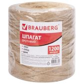 Шпагат Brauberg 600396 джутовый банковский полированный, длина 1200 м, диаметр 1.8мм, линейная плотность 1200 текс