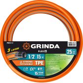 Шланг поливочный 15м Grinda 429008-1/2-15 FLEX 3, 1/2, 25 атм, из термоэластопласта, трёхслойный, армированный, гибкий, ProLine
