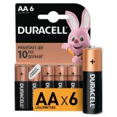 Батарейки АА Duracell Б0014859 Basic LR6,15А, алкалиновые, пальчиковые комплект 6 шт