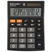 Калькулятор настольный 12 разрядов Brauberg 250491 Ultra-12-BK 192x143мм, двойное питание, черный