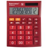 Калькулятор настольный 12 разрядов Brauberg 250494 Ultra-12-WR 192x143мм, двойное питание, БордоВЫЙ