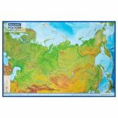 Карта России физическая Brauberg 112398 157х107 см, 1:5.5М, с ламинацией, интерактивная, европодвес