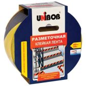 Клейкая лента Unibob 48905 разметочная 50мм х 50 м, желто-черная, основа-ПВХ, европодвес