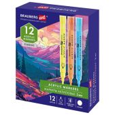 Маркеры Brauberg 152525 Art Classic акриловые для рисования и хобби, 12 ярких цветов, линия 3мм