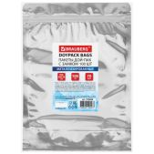 Пакеты Brauberg 700686 дой-пак с замком ZIP Lock, металлизированная + прозрачная стенка, 180х260 + 40мм, 100 штук, 70 мкм