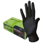 Перчатки нитриловые Crystal CR-BL-02 Pro смотровые с текстурой, 25 пар 50 шт, размер L большой, черные