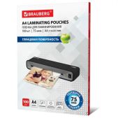Пленки-заготовки для ламинирования А4 Brauberg 530800 комплект 100 шт, 75 мкм