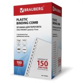 Пружины для переплета Brauberg 530925, комплект 100 шт, 19мм для сшивания 121-150 л., пластиковые белые